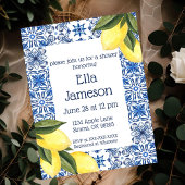 Invitation de douche thématique citron jaune et bl