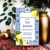 Invitation de douche thématique citron jaune et bl