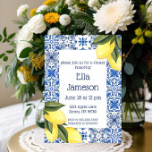 Invitation de douche thématique citron jaune et bl