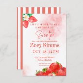 Invitation de douche thématique fraise rouge (Devant / Derrière)