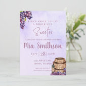 Invitation de douche thématique raisin pourpre (Debout devant)