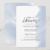Invitation de douche | Trait d'aquarelle bleu pâle (Devant / Derrière)