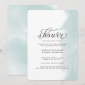 Invitation de douche | Trait d'aquarelle vert sarc (Devant / Derrière)