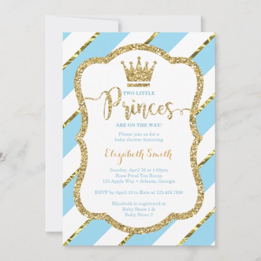 Invitation de douche Twin Little Princes, Parties  (Devant)