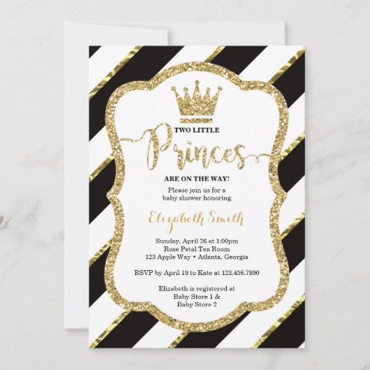 Invitation de douche Twin Little Princes, Parties  (Devant)