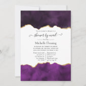 Invitation de douche violette et or Agate par la p (Devant)