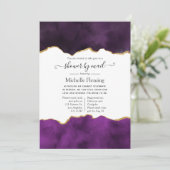 Invitation de douche violette et or Agate par la p (Debout devant)