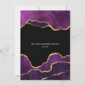 Invitation de douche violette et or Agate par la p (Dos)