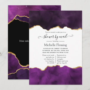 Invitation de douche violette et or Agate par la p