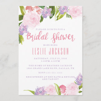 Invitation de douches nuptiales florales Aquarelle