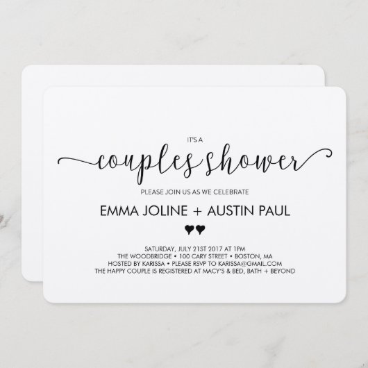 Invitation de douches nuptiales - Kraft (Devant / Derrière)