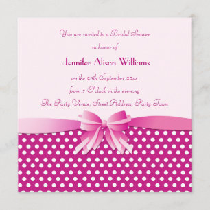 Invitation de douches nuptiales Pois roses avec bo