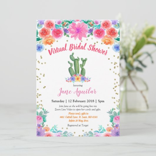 Invitation de douches nuptiales virtuelles de Cact (Debout devant)