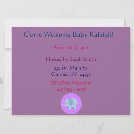 Invitation de douches pour bébés animaux (Dos)