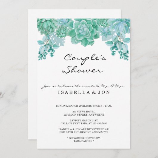 Invitation de douches pour les couples - Mariée, M (Devant / Derrière)