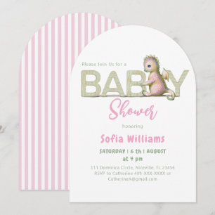 Invitation de dragon mignon pour une baby shower.