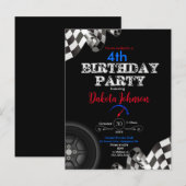 Invitation de drapeau à damier de course (Devant / Derrière)