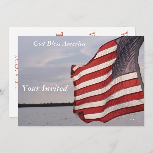 Invitation de drapeau américain (Devant / Derrière)