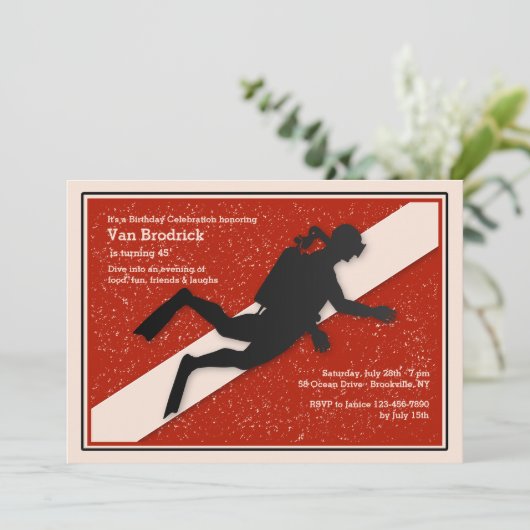 Invitation de drapeau de plongeur autonome (Debout devant)