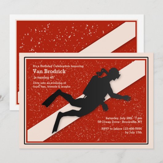 Invitation de drapeau de plongeur autonome (Devant / Derrière)