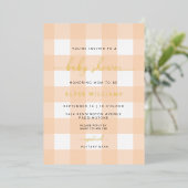 Invitation de En vichy Baby shower de pêche (Debout devant)
