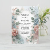 Invitation De Eucalyptus Dentelle Tulle Pastel Dusty Mariage (Debout devant)
