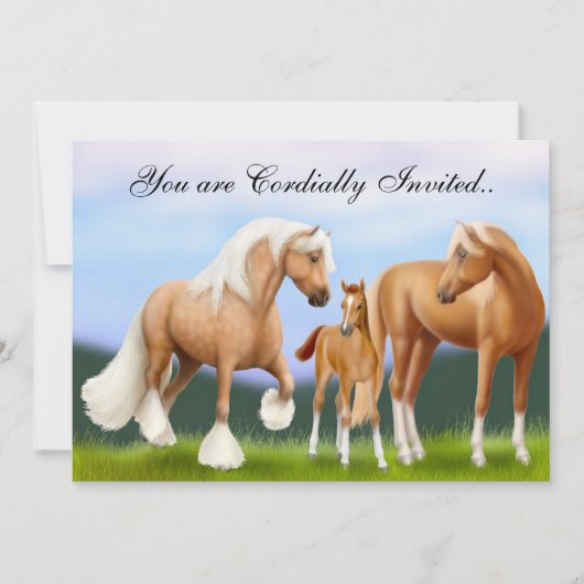 Invitation de faire-part de baby shower de chevaux (Devant)