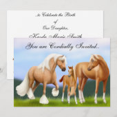 Invitation de faire-part de baby shower de chevaux (Devant / Derrière)