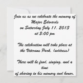 Invitation de faire-part de cérémonie (Dos)