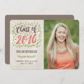 Invitation de Faire-part de diplôme de Feuille pei (Devant / Derrière)