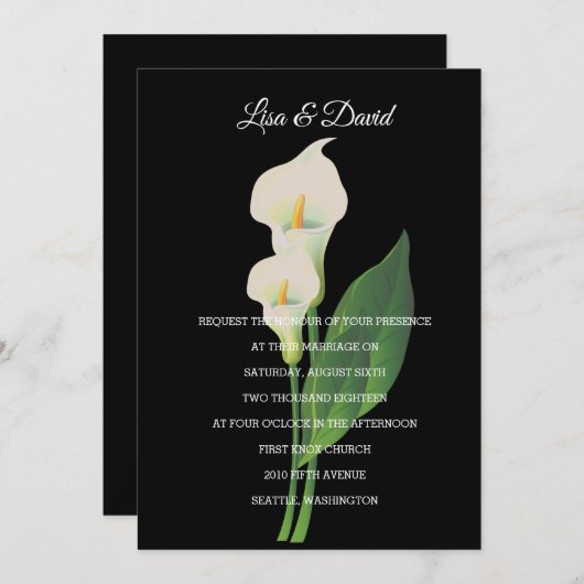 Invitation de faire-part de mariage-Cala Lily (Devant / Derrière)