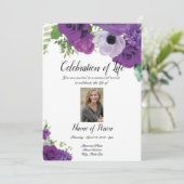 Invitation de Faire-part funéraire violet Rose (Debout devant)