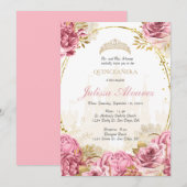 Invitation de Fairytale Quinceanera rose enchantée (Devant / Derrière)