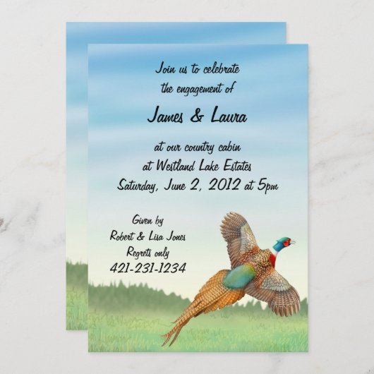 Invitation de faisan de Ringneck (Devant / Derrière)