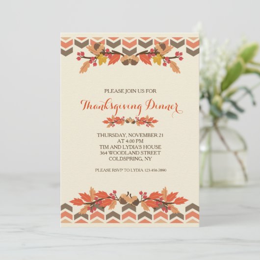 Invitation de Fall Leaves and Acorns (Debout devant)