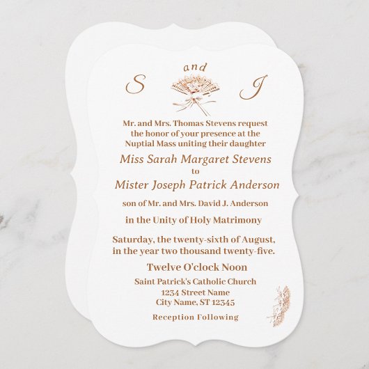 Invitation de fan victorien monogramme
