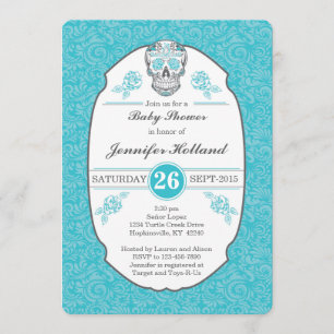 Invitation de fantaisie de baby shower de crâne de