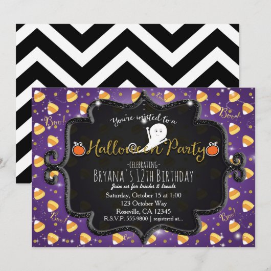 Invitation de fantôme de maïs de bonbon de PARTI D (Devant / Derrière)