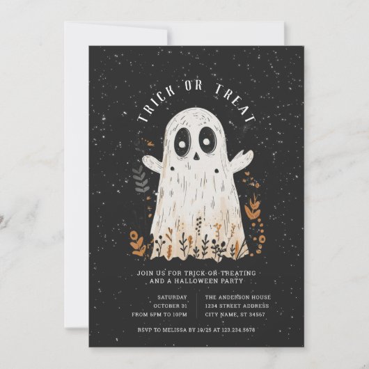 Invitation de fantôme d'Halloween (Devant)