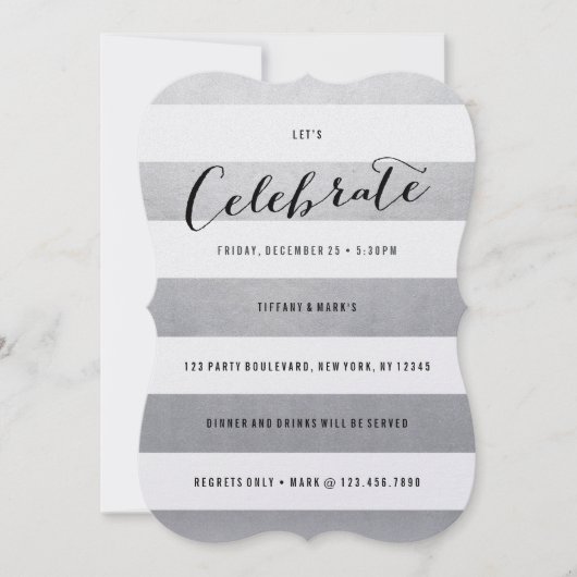 Invitation de Faux Silver Foil Party (Devant)