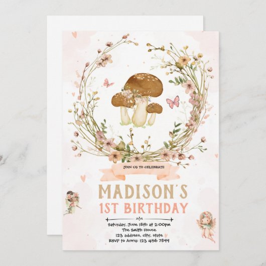 Invitation de fée fleur sauvage (Devant / Derrière)