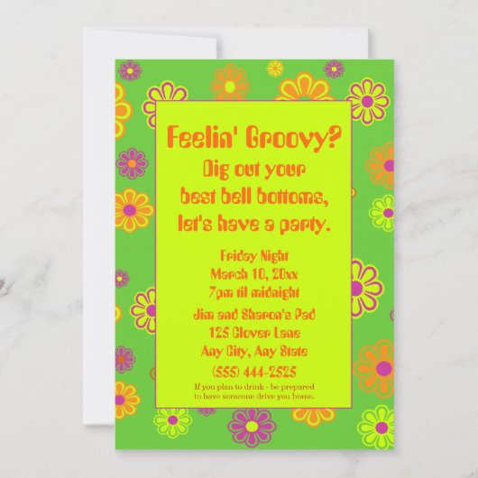 Invitation de Feelin' Super Flower Power Party (Devant)