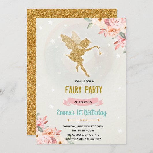 Invitation de fées florales (Devant / Derrière)