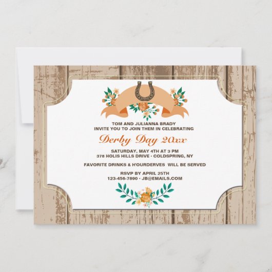 Invitation de fer à cheval et bannière de fleurs (Devant)