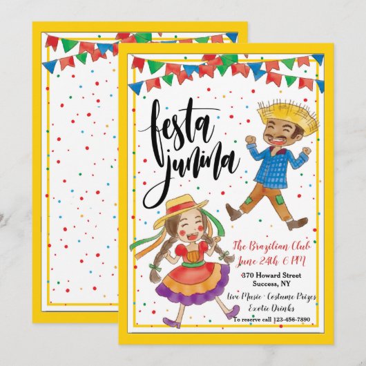 Invitation de Festa Junina (Devant / Derrière)