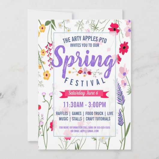 Invitation de festival de printemps de la Pta PTO (Devant)