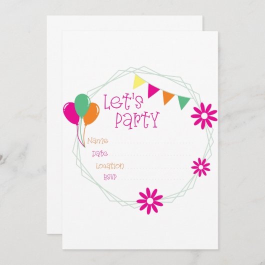 Invitation de fête (Devant / Derrière)