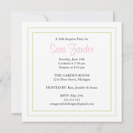 Invitation de fête (Dos)