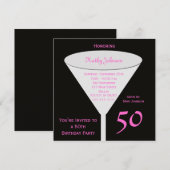 Invitation de fête 50e anniversaire 50 en rose (Devant / Derrière)