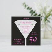 Invitation de fête 50e anniversaire 50 en rose (Debout devant)